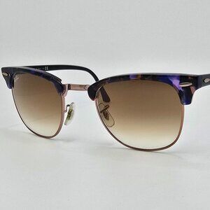 Ray-Ban RB3016 1256/51 Clubmaster Fleck Brown Blue Frame Brown Lens Sunglasses